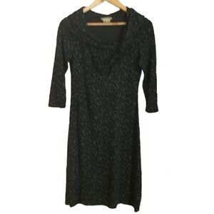 ROYAL ROBBINS Grey Abstract Print Wool Bodycon Shawl Collar Dress Size Medium